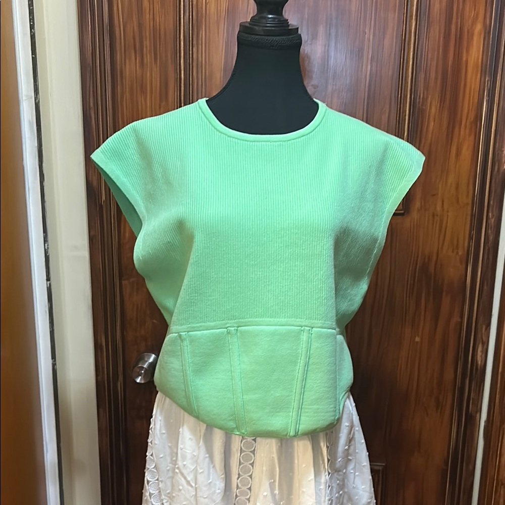 Express Green Sleeveless Boxy Muscle Tee